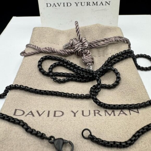 David Yurman Unisex Black PVD 2.7mm Stainless Steel 26" Box Chain Necklace - Picture 1 of 6